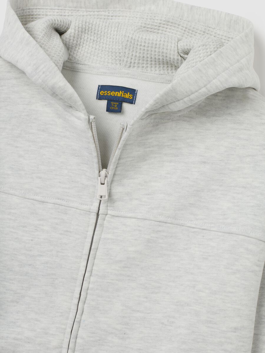 Children's grey hoodie in pure cotton oversized fit with zip_2