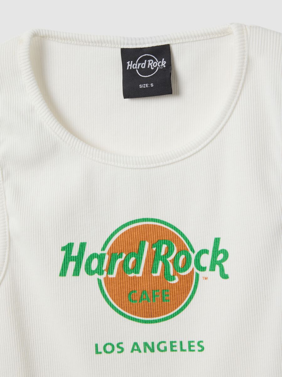 White cotton tank top regular fit with Hard Rock Cafe logo_5