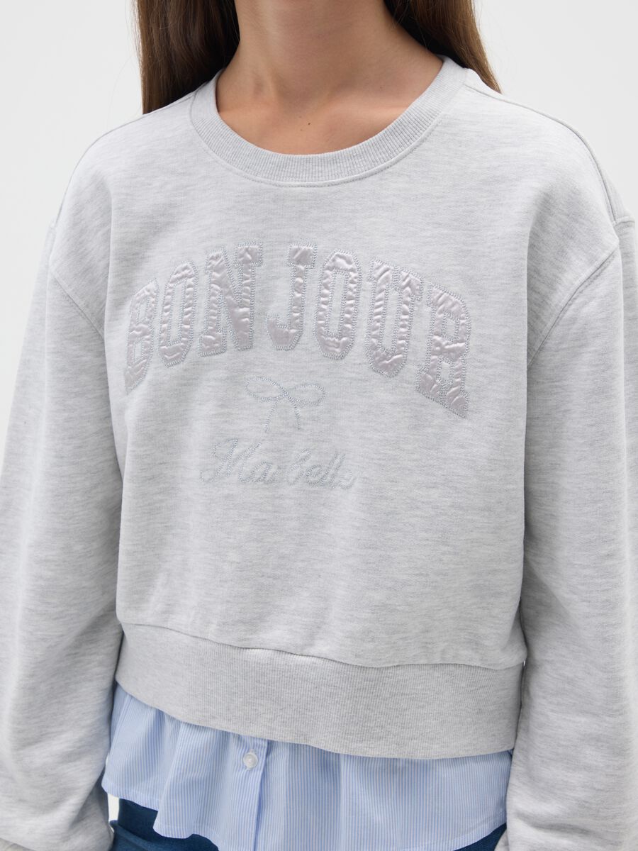 Felpa da ragazza in misto cotone grigia regular fit_2