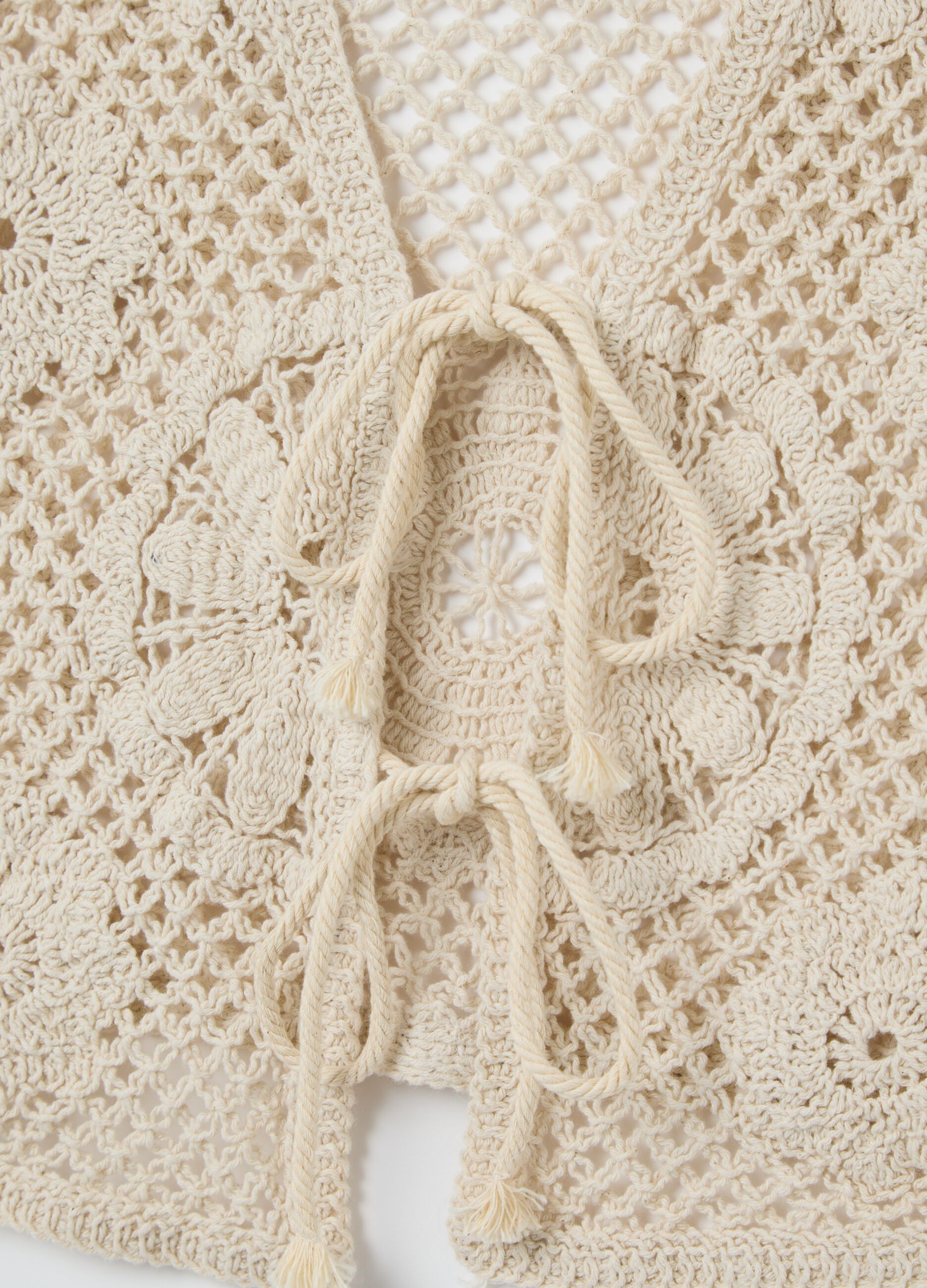 Gilet da donna in misto cotone beige regular fit senza bottoni