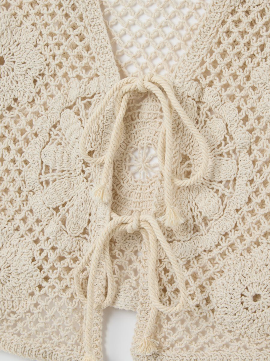 Women’s regular-fit waistcoat in beige cotton without buttons_5