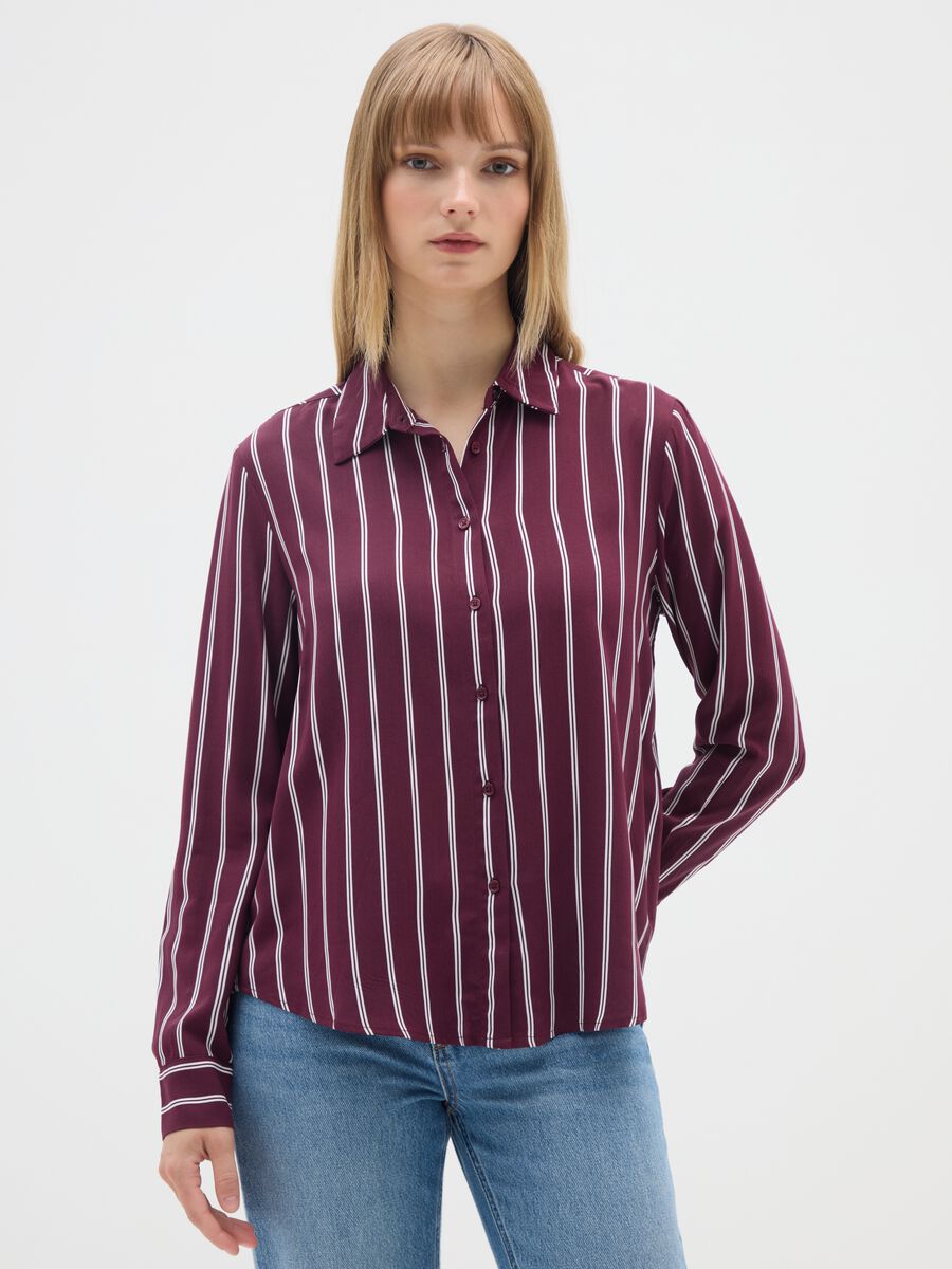 Bordeaux Striped Viscose Shirt_0