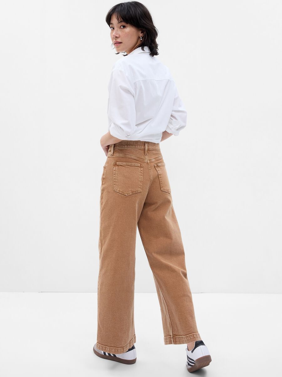 Jeans wide leg a vita alta con bottoni_1