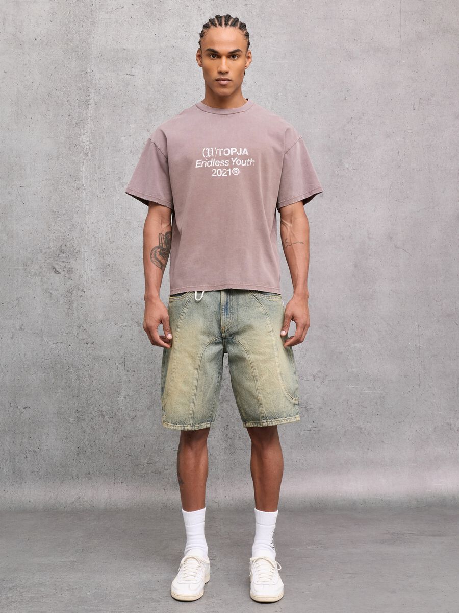 Denim Shorts Washed Light Blue & Tea_0