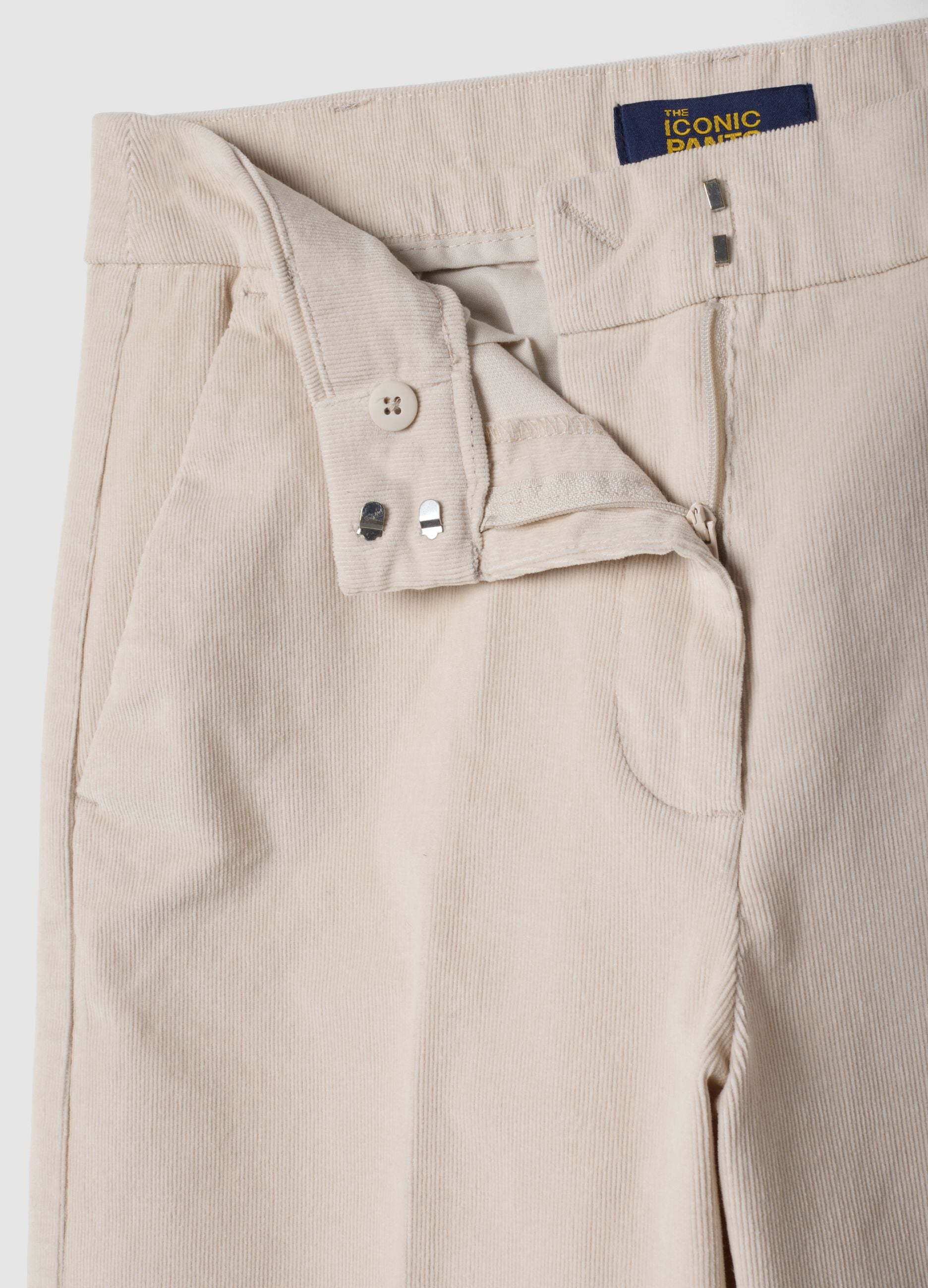 Beige The Iconic Pants straight-fit ribbed stretch cotton trousers