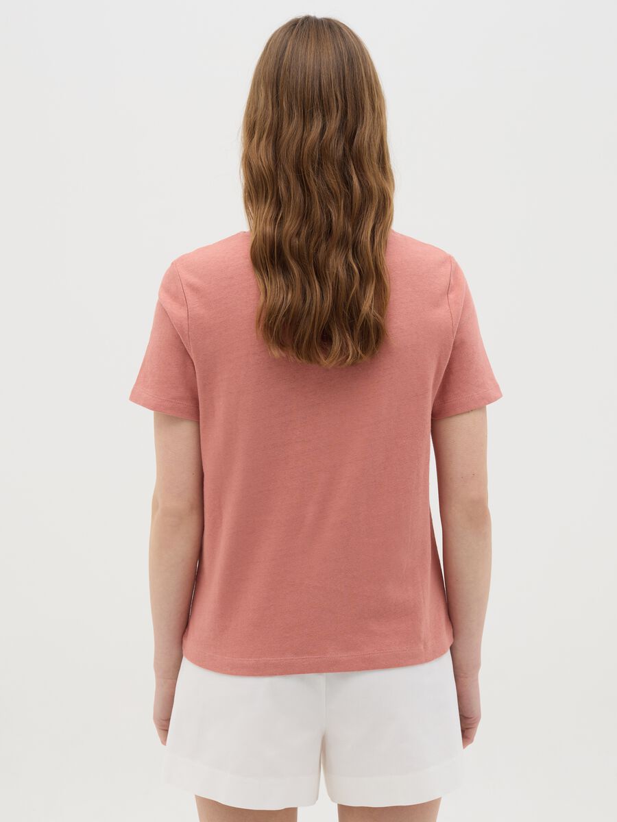 Pink cotton and linen T-shirt_3