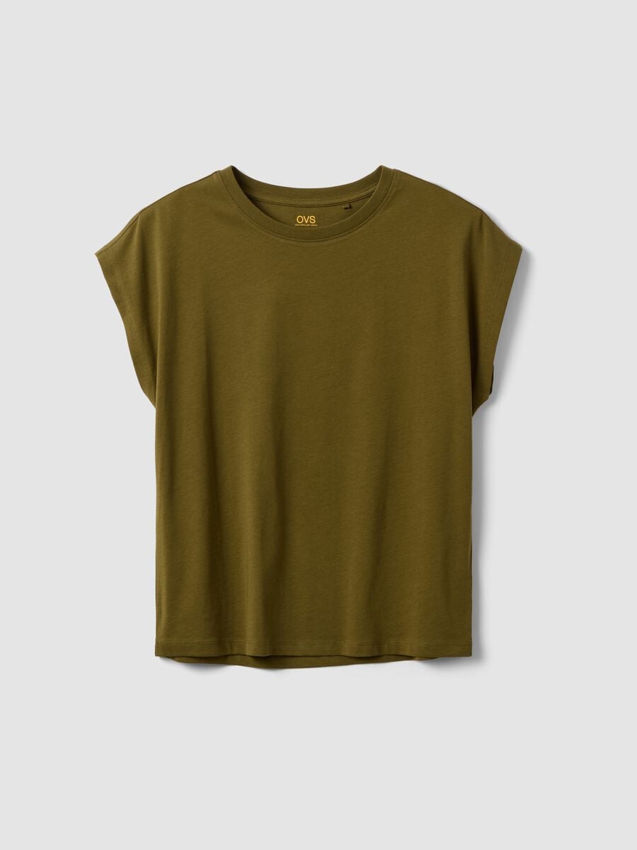 Green pure cotton regular-fit short-sleeve T-shirt_4