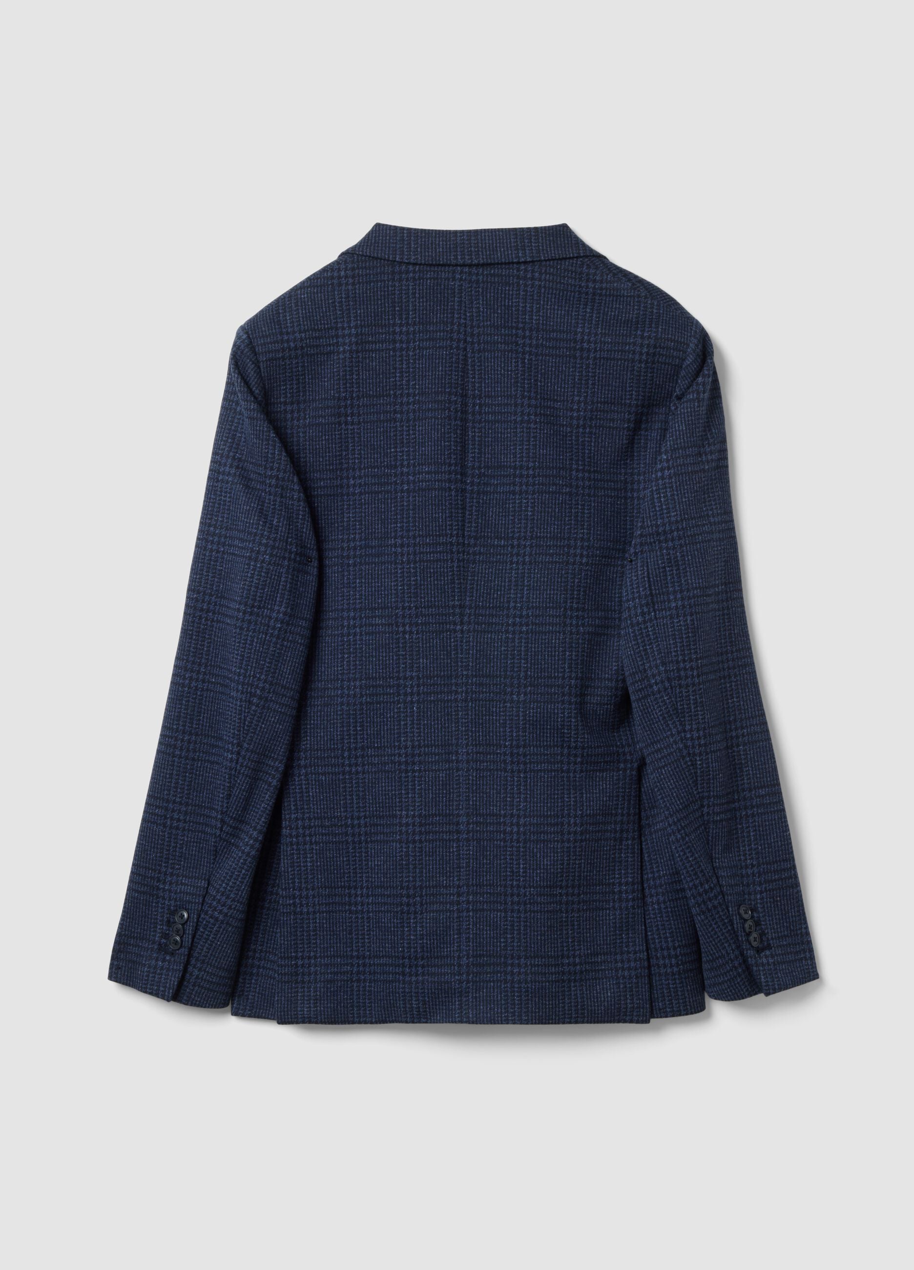 Indigo blue lined stretch-fabric blazer, regular fit