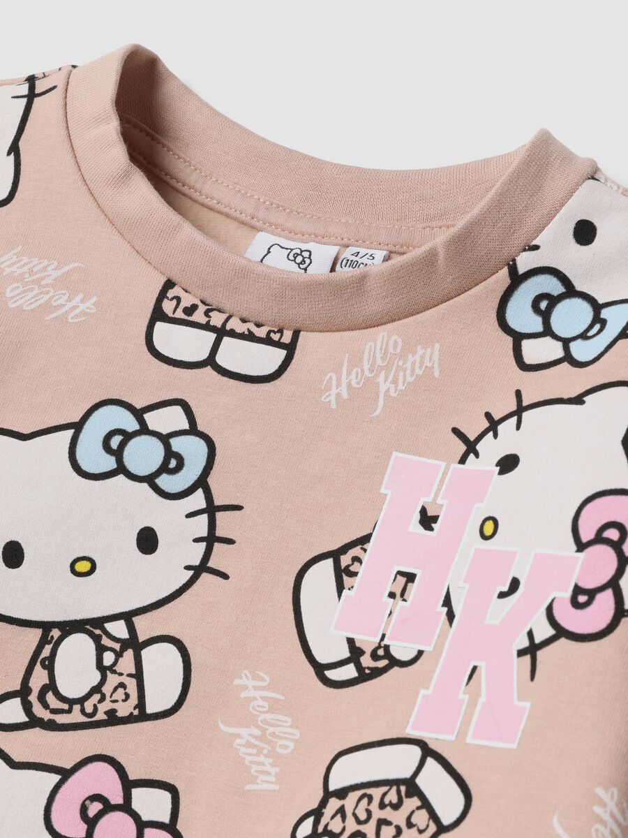Pink stretch cotton Hello Kitty patterned sweatshirt for girls_2