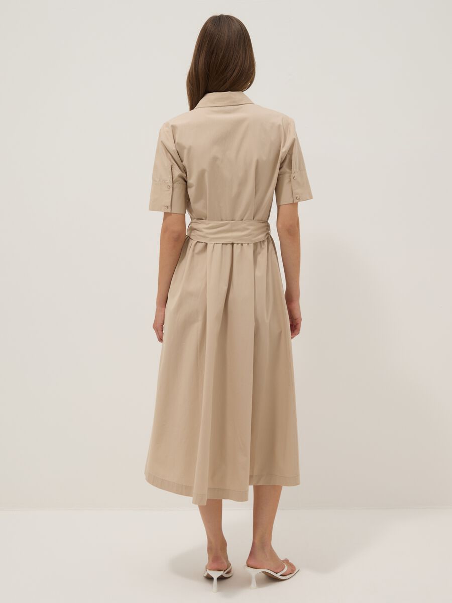 Abito chemisier beige in puro cotone_3