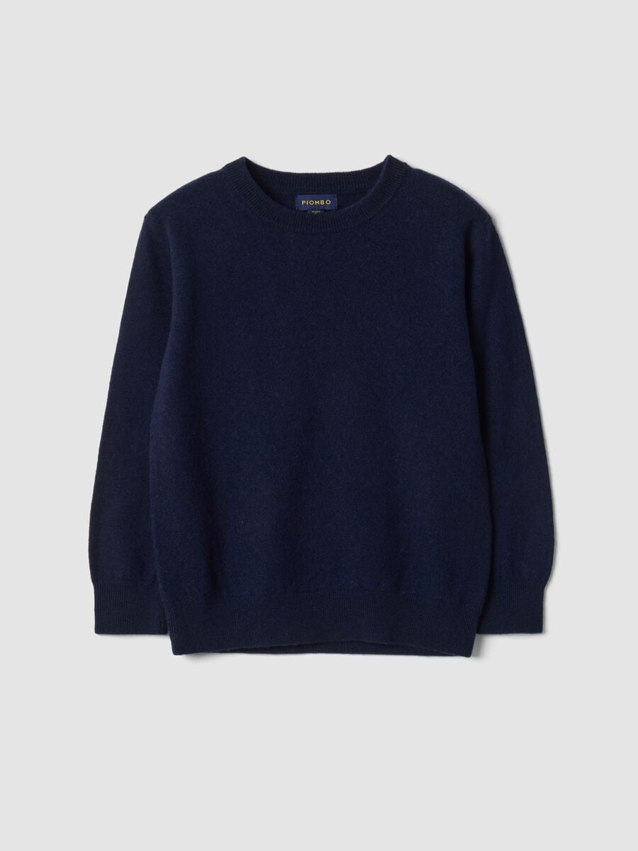 Maglia blu in pura lana a maniche lunghe regular fit_3
