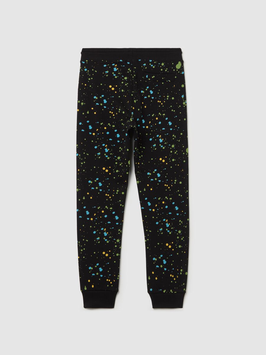 Joggers with drawstring and logo and paint splashes print_4