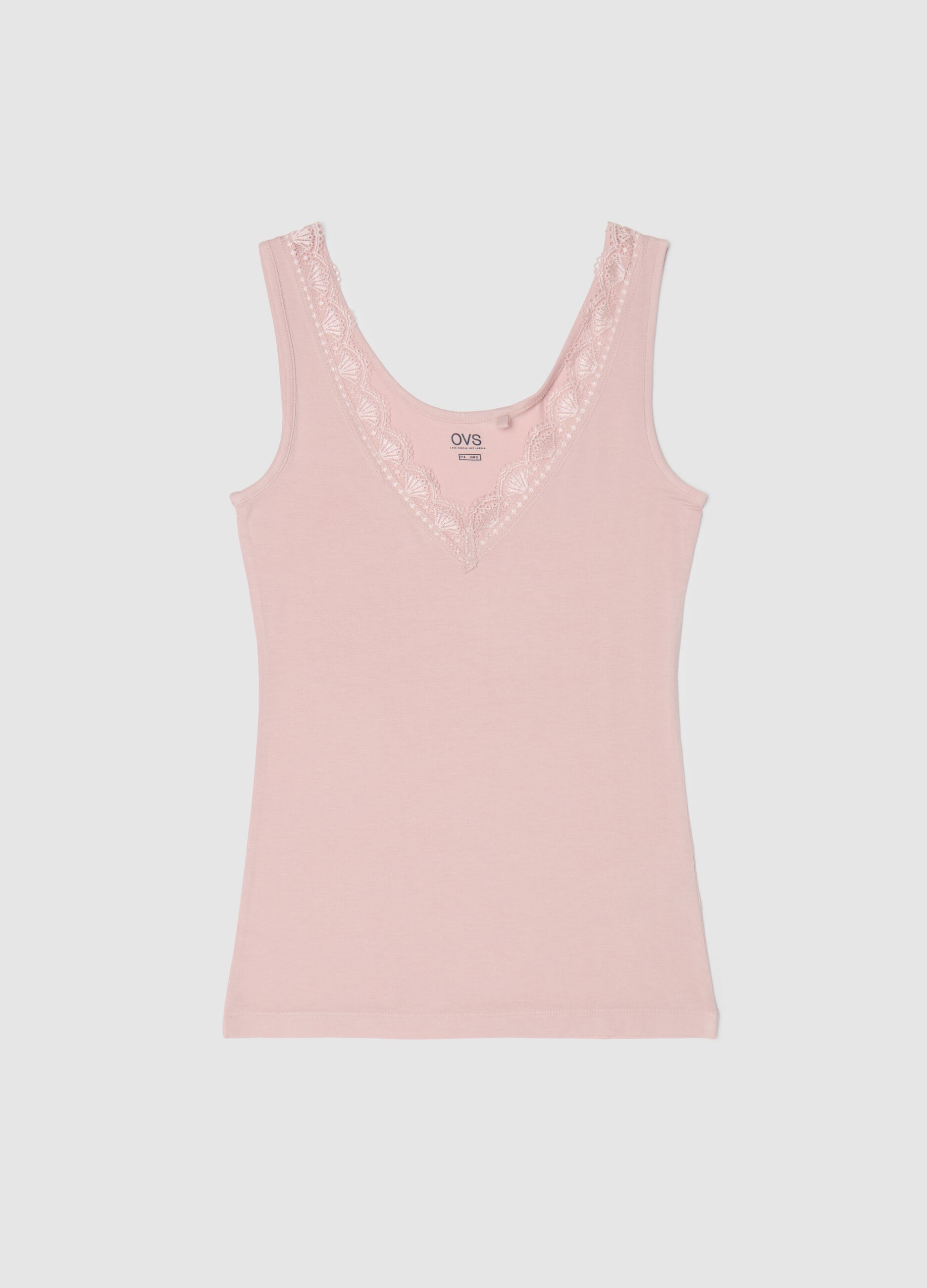 Vest with V neck and lace