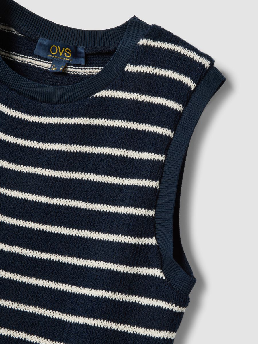 Gilet in misto cotone a righe blu e bianche regular fit_5