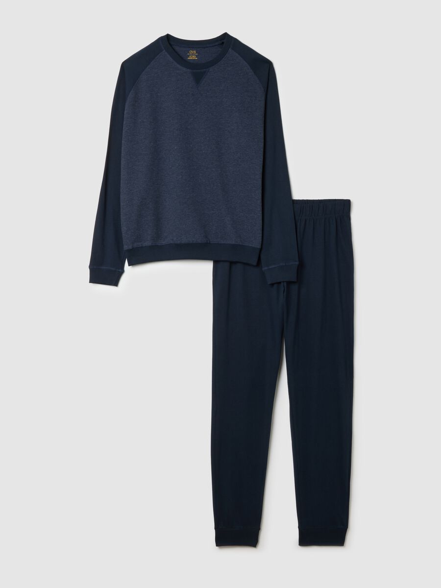 Blue cotton blend regular fit pyjamas_0