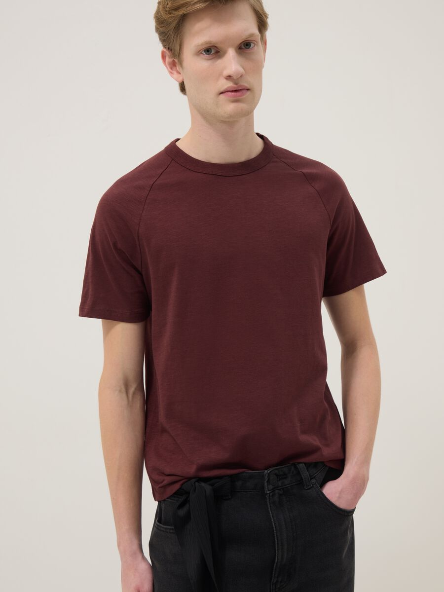 Red pure cotton regular fit T-shirt_4