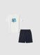 White pure cotton boys&rsquo; pyjamas with blue shorts_0