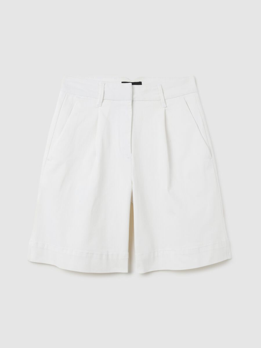 Women's white denim wide leg shorts_4