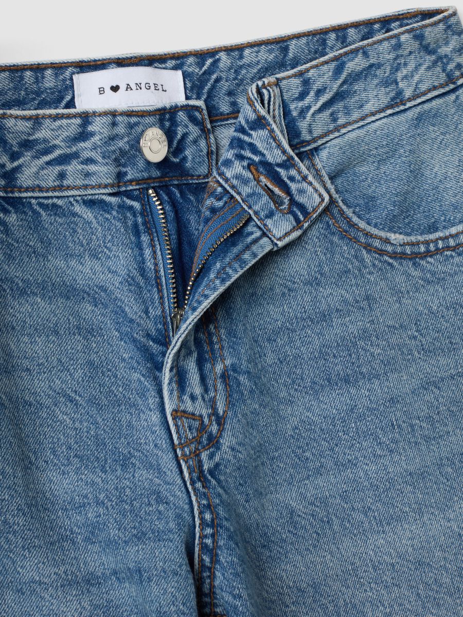 Jeans denim azzurri blu wide leg in puro cotone_2