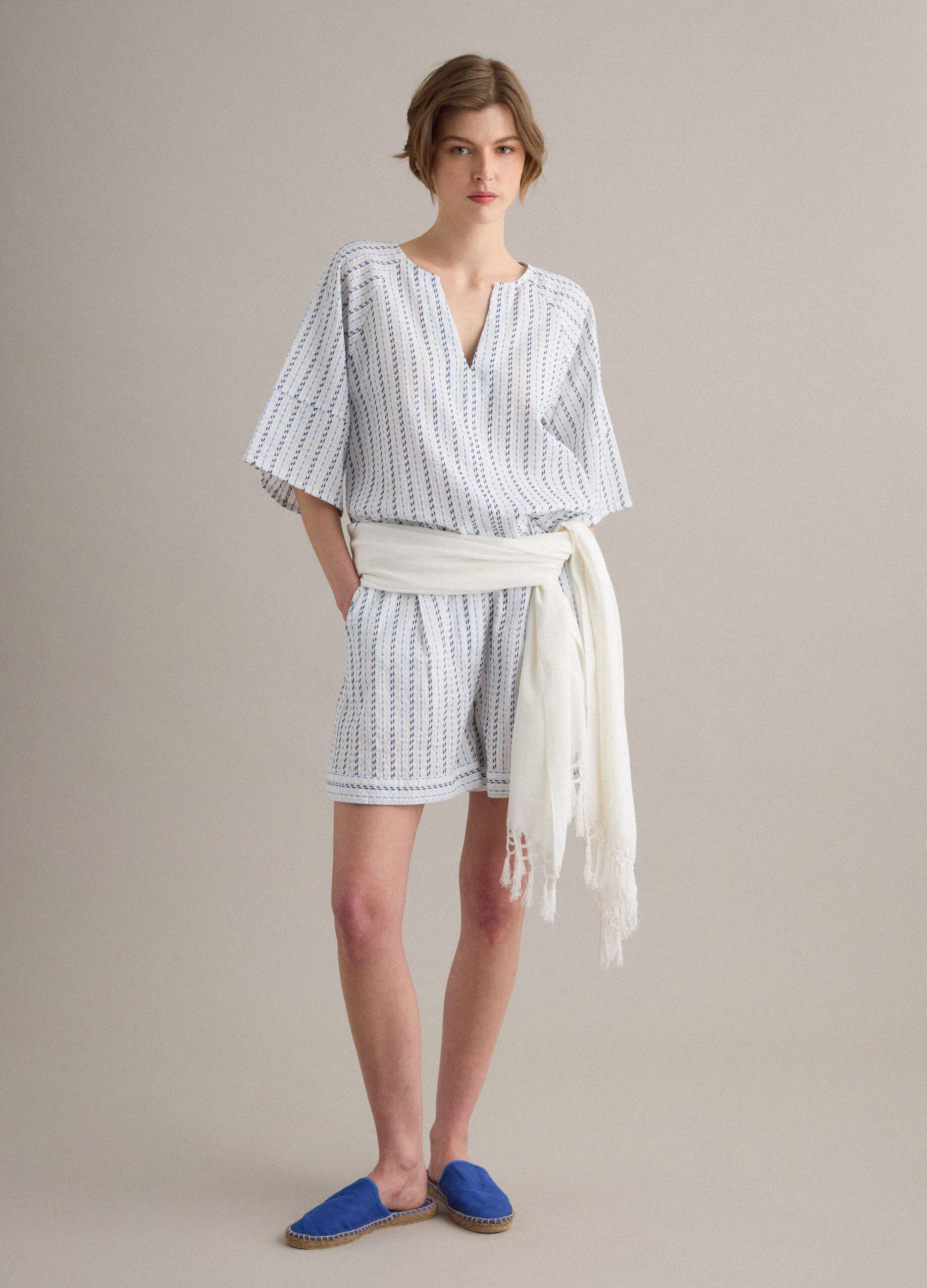 White pure cotton striped shirt