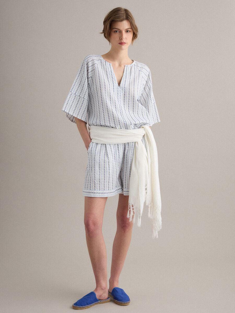 Camicia bianca in puro cotone a righe_2