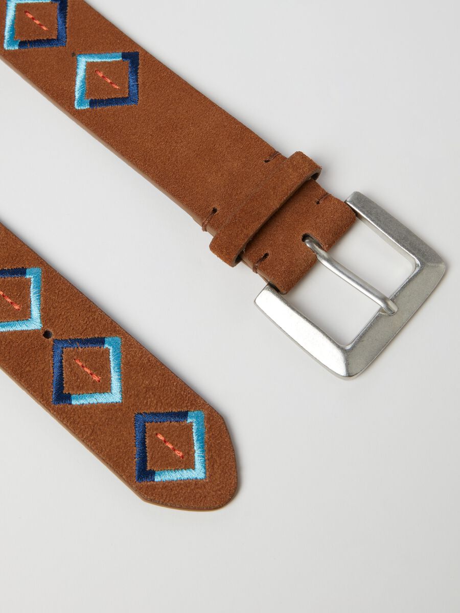 Suede belt with diamond motif_1