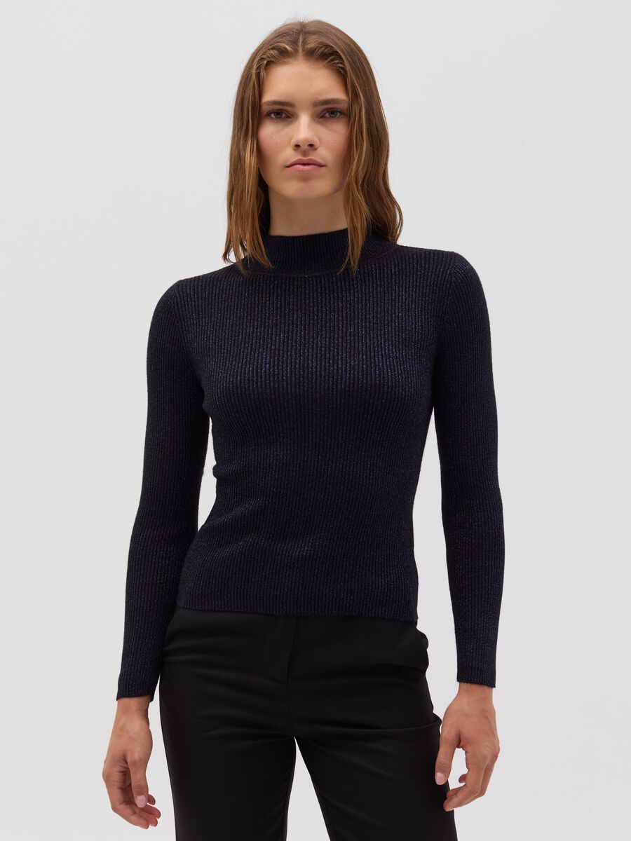 Pullover with high neck and lurex_0