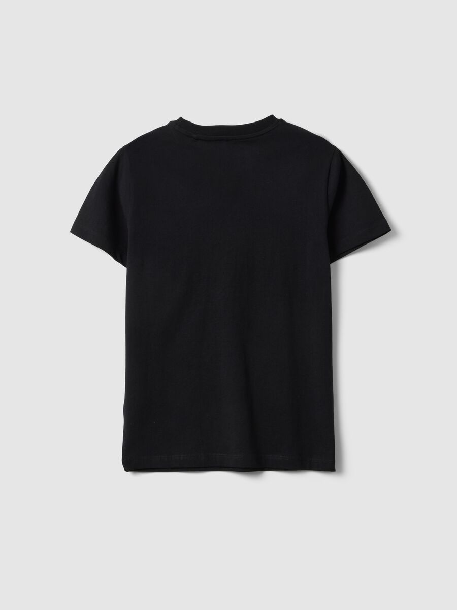 Boys' black pure cotton T-shirt regular fit with print_4