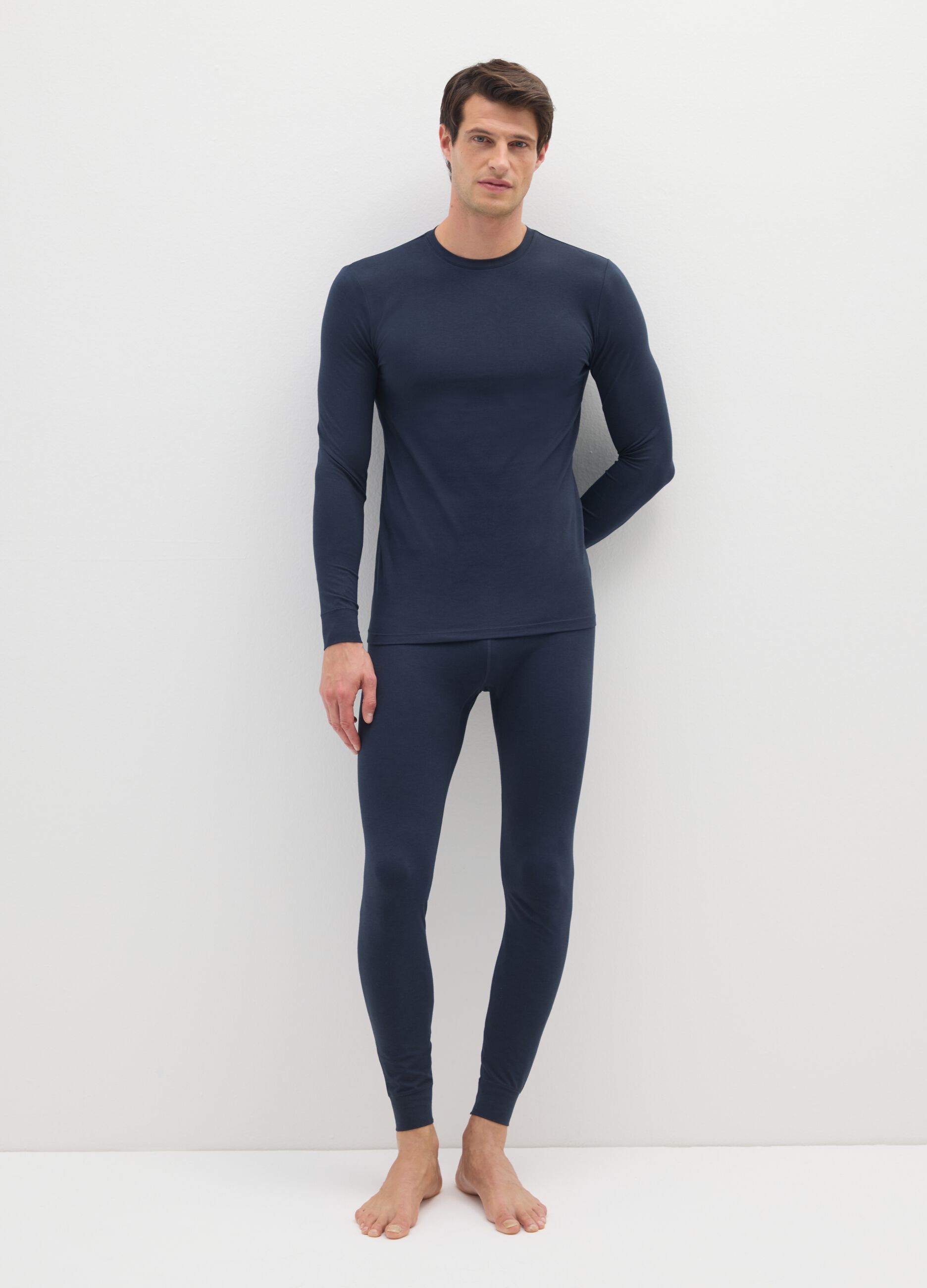 Blue Long-Sleeve Regular Fit T-Shirt