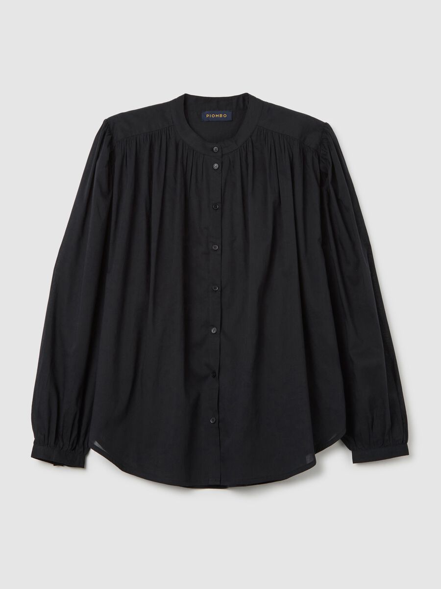 Women’s black shirt in 100% cotton with regular fit and bluff collar._4