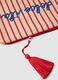 Beige pure cotton pouch with red stripes, tassel and zip_2