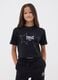 T-shirt nera cropped in puro cotone con stelle applicate per ragazza_1