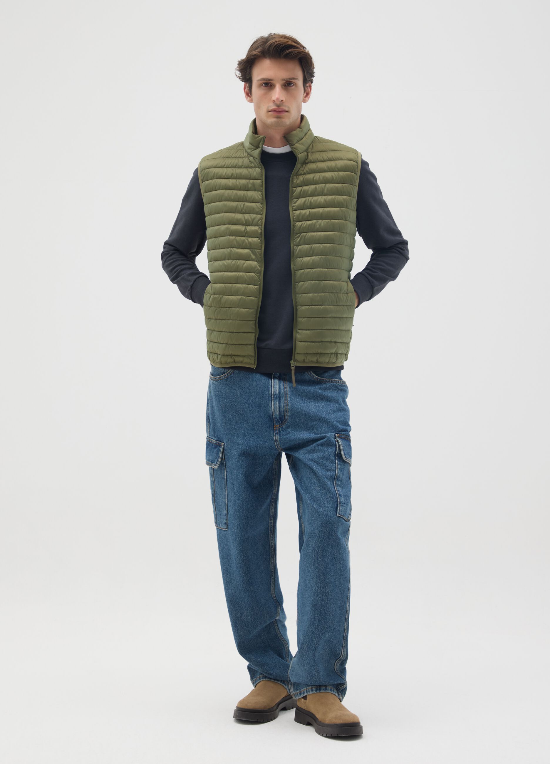 Gilet in misto verde regular fit