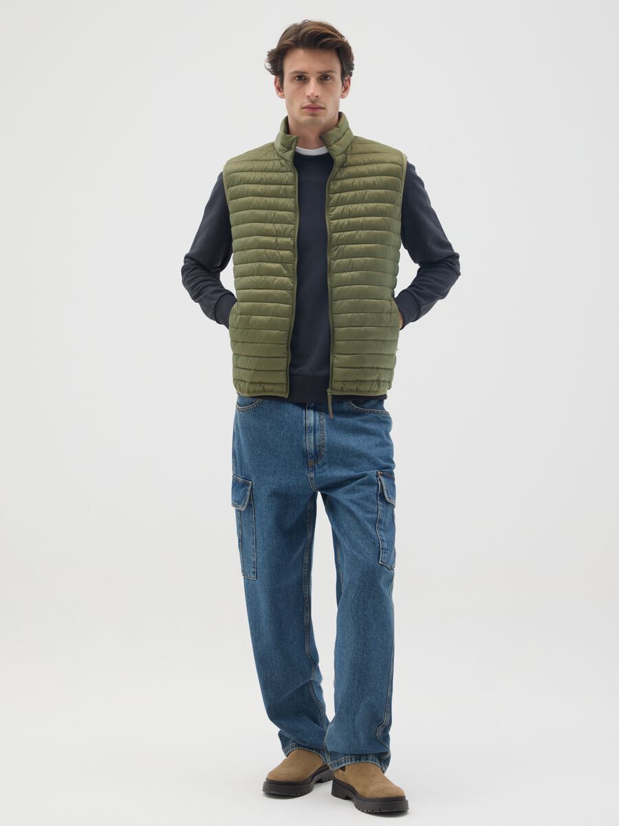 Green blended regular fit gilet_1