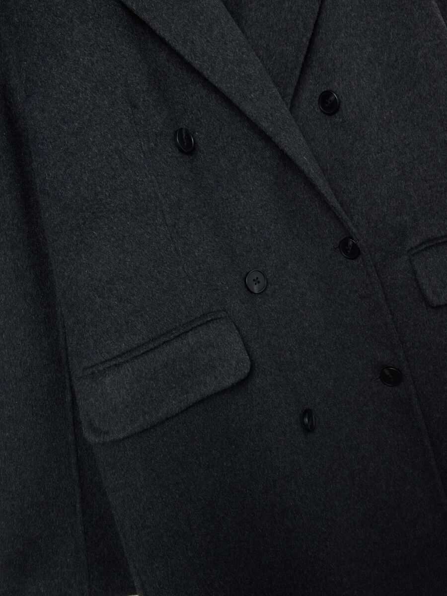 Cappotto lungo in misto lana grigio regular fit_1