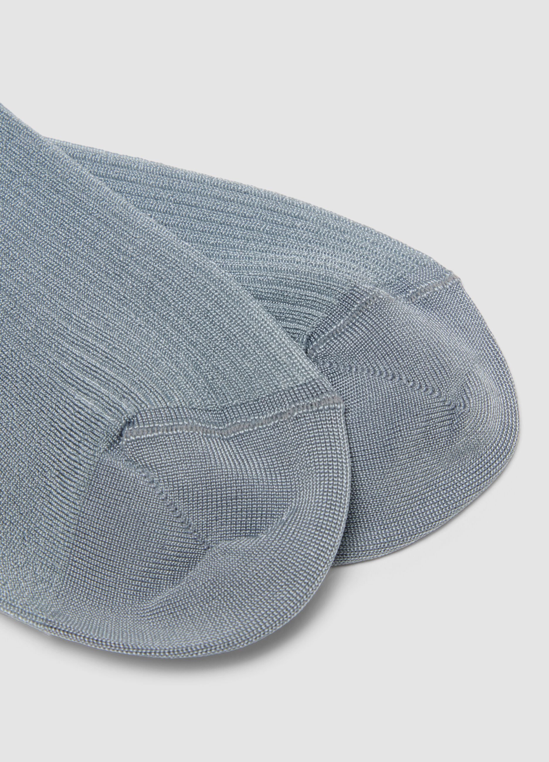 Long sky-blue stretch viscose socks