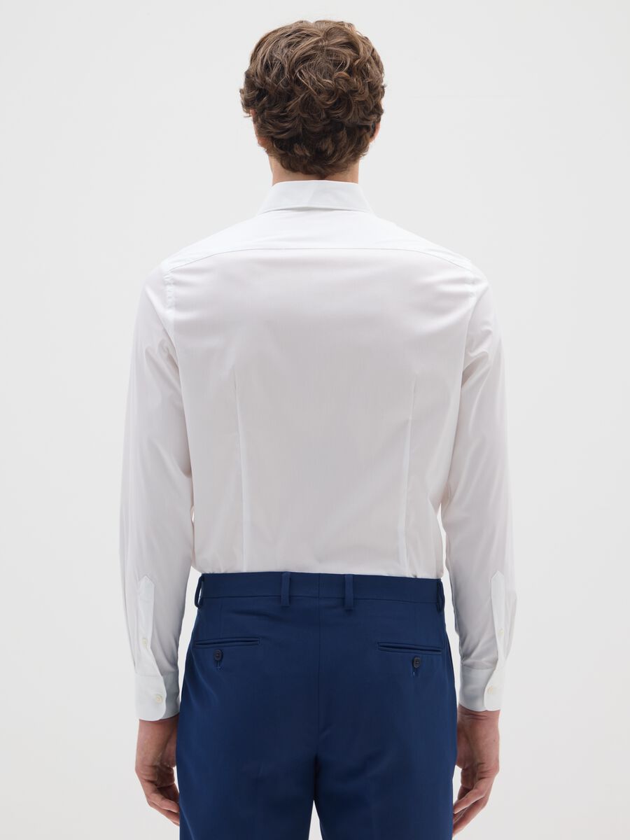 Camicia in misto cotone bianca slim fit_1