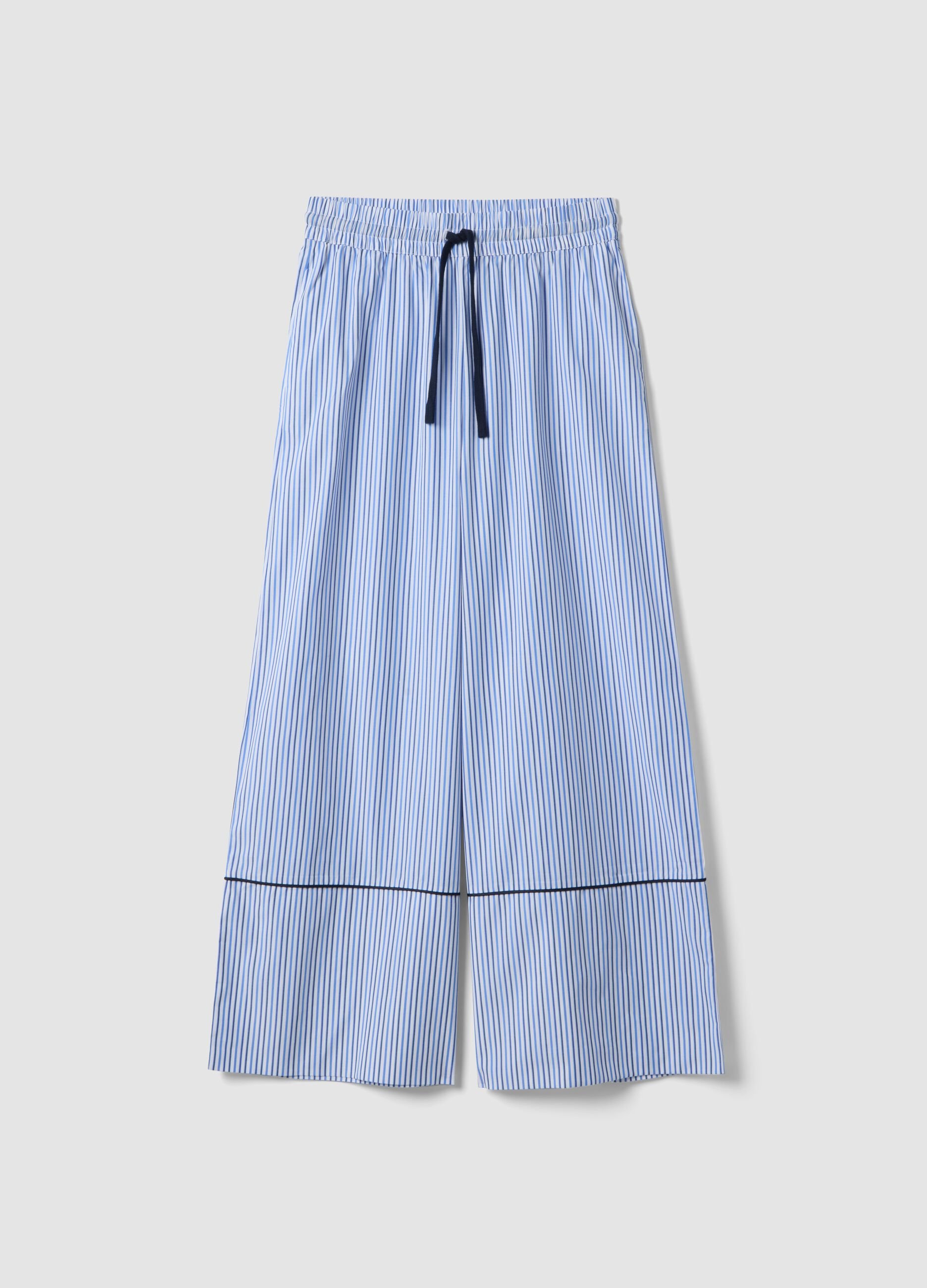 Light blue pure cotton palazzo trousers