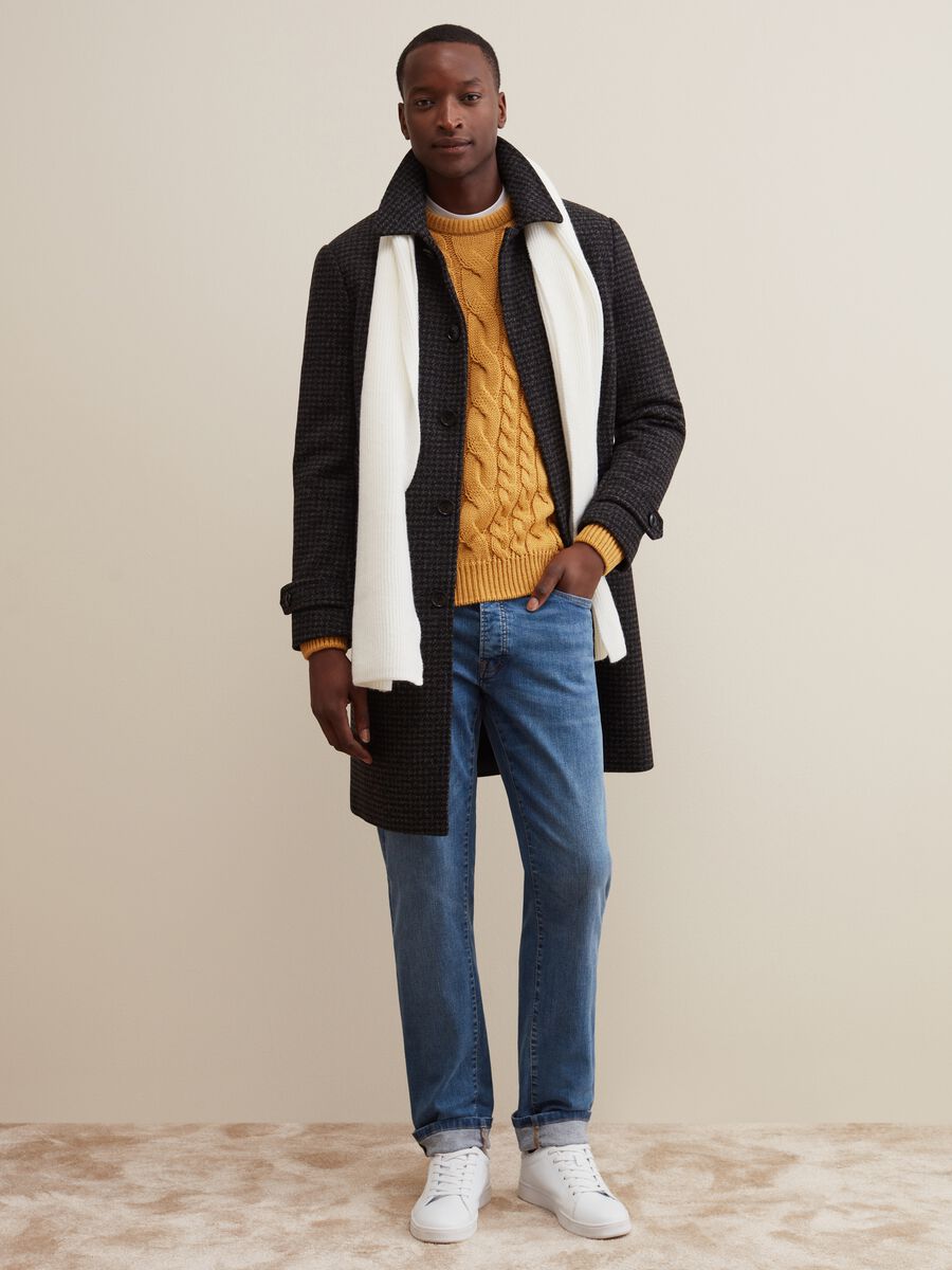 Cappotto lungo monopetto pied de poule_0