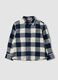 Blue and white checked pure cotton shirt_0