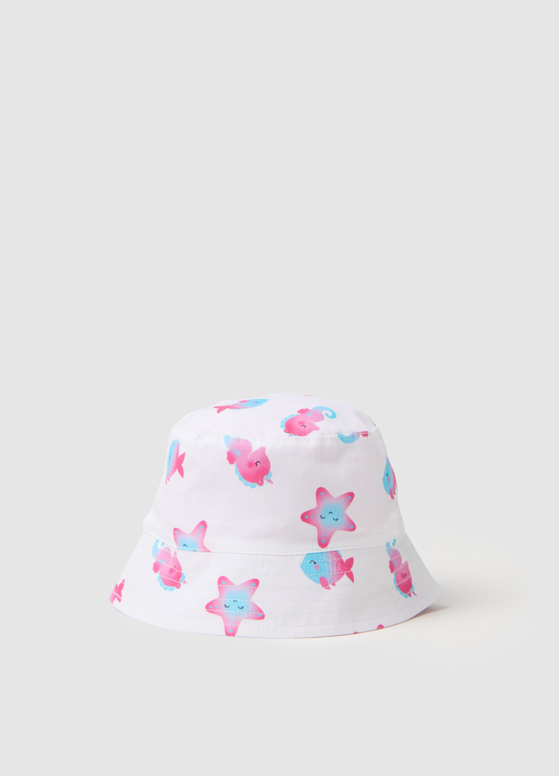 Multicoloured Pure Cotton Girls' Hat with Patterns