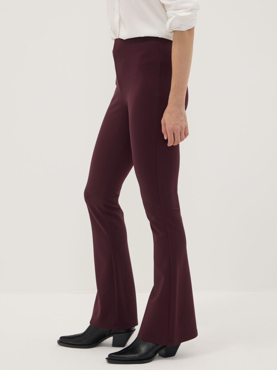 Leggings rossi flare fit in punto Milano di viscosa elasticizzata_3