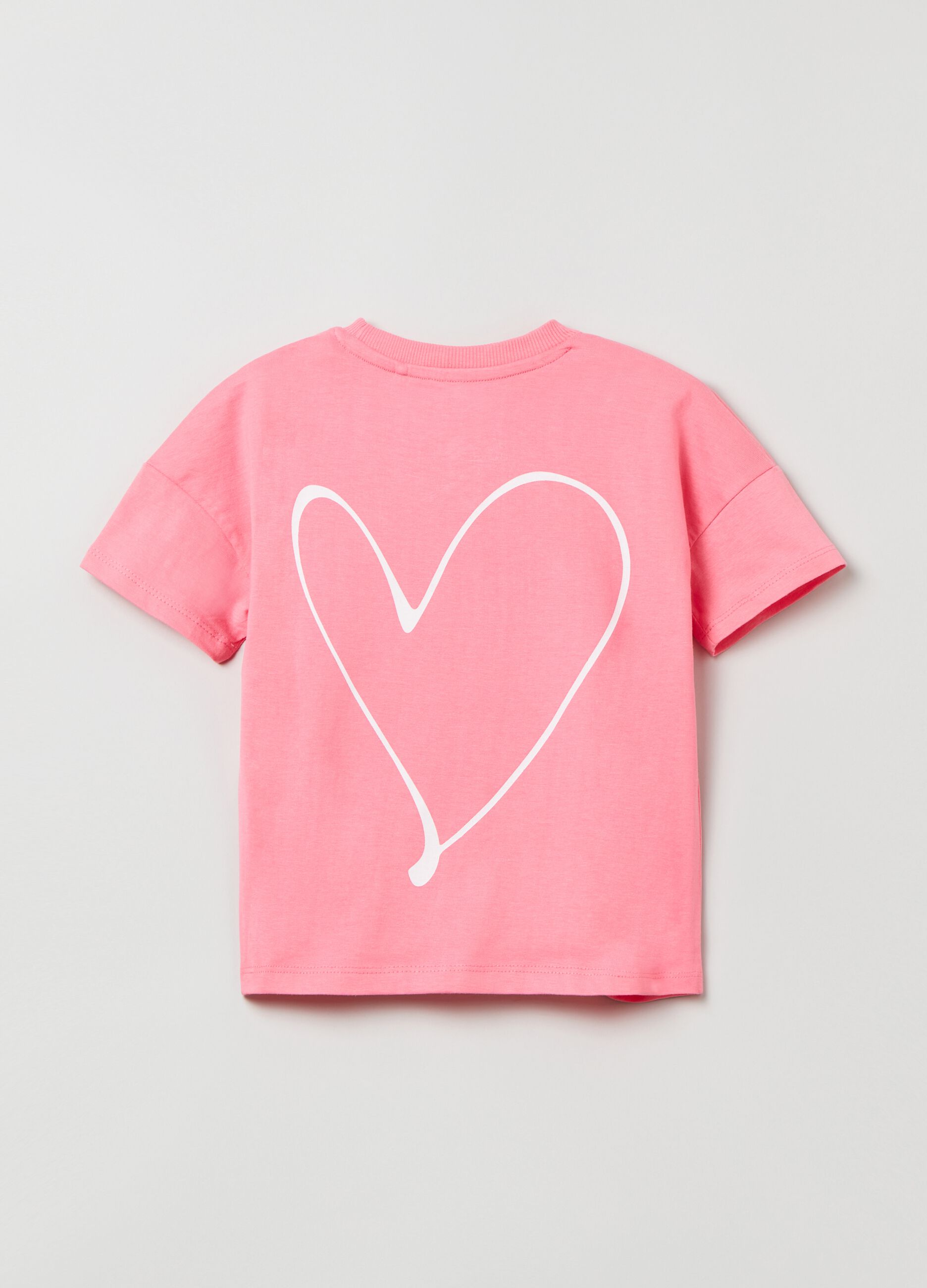 Cotton T-shirt with lettering and heart print