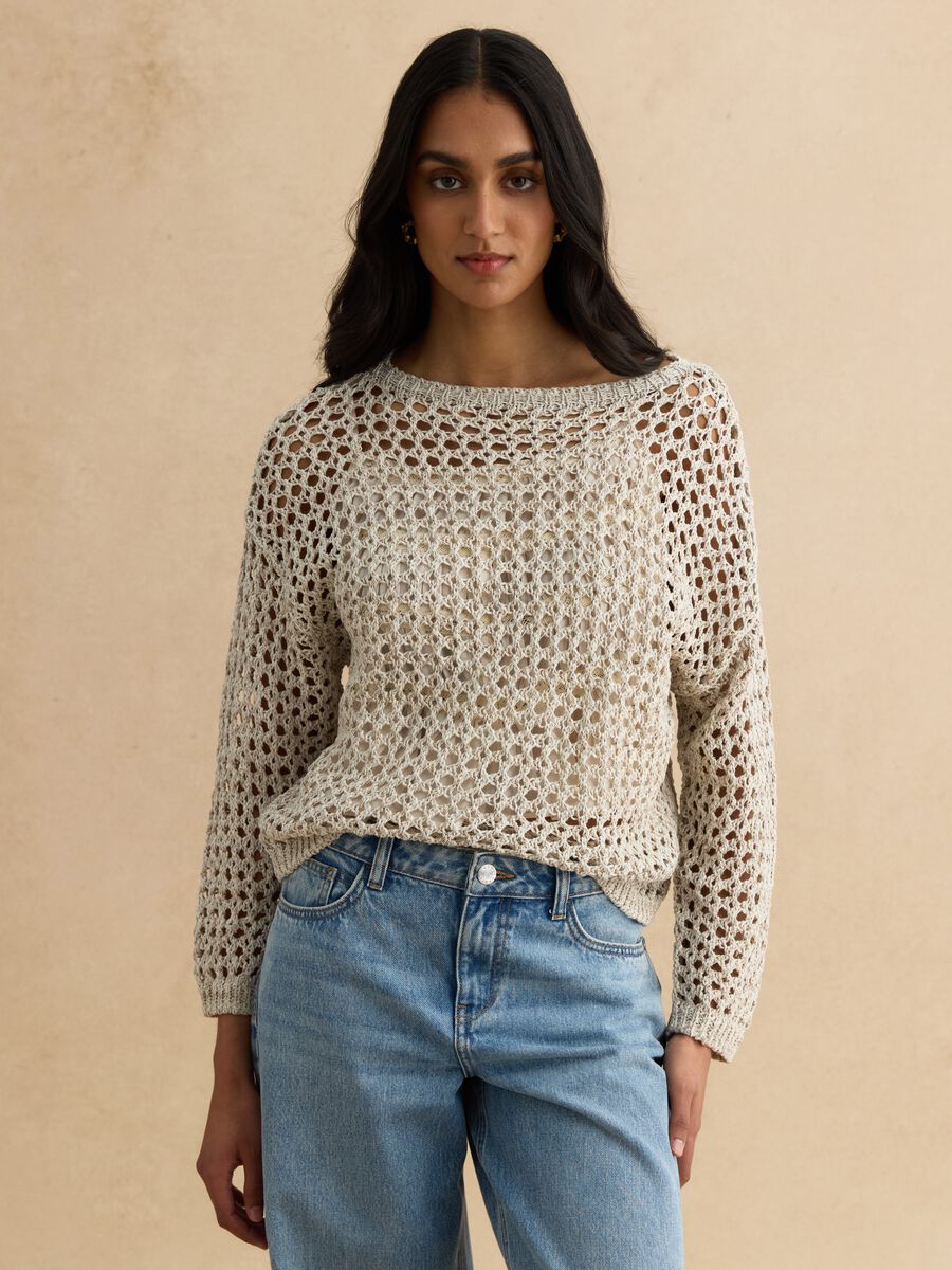 Maglione Invernale Donna Girocollo Largo - Morbido E Caldo Con Treccia Oversize - Taglie Forti Disponibili