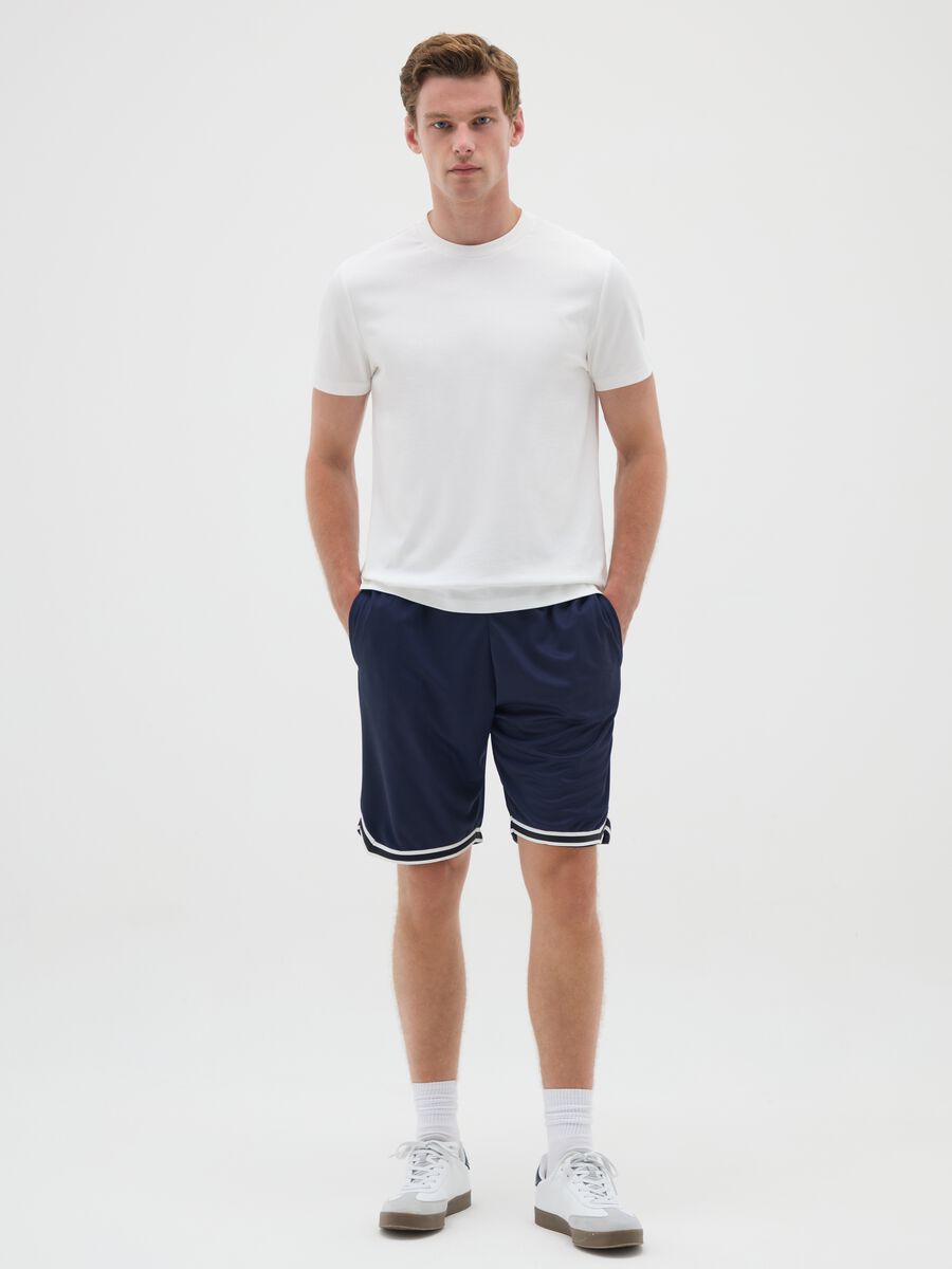 Men's Blue Relaxed Fit Fabric Shorts_0