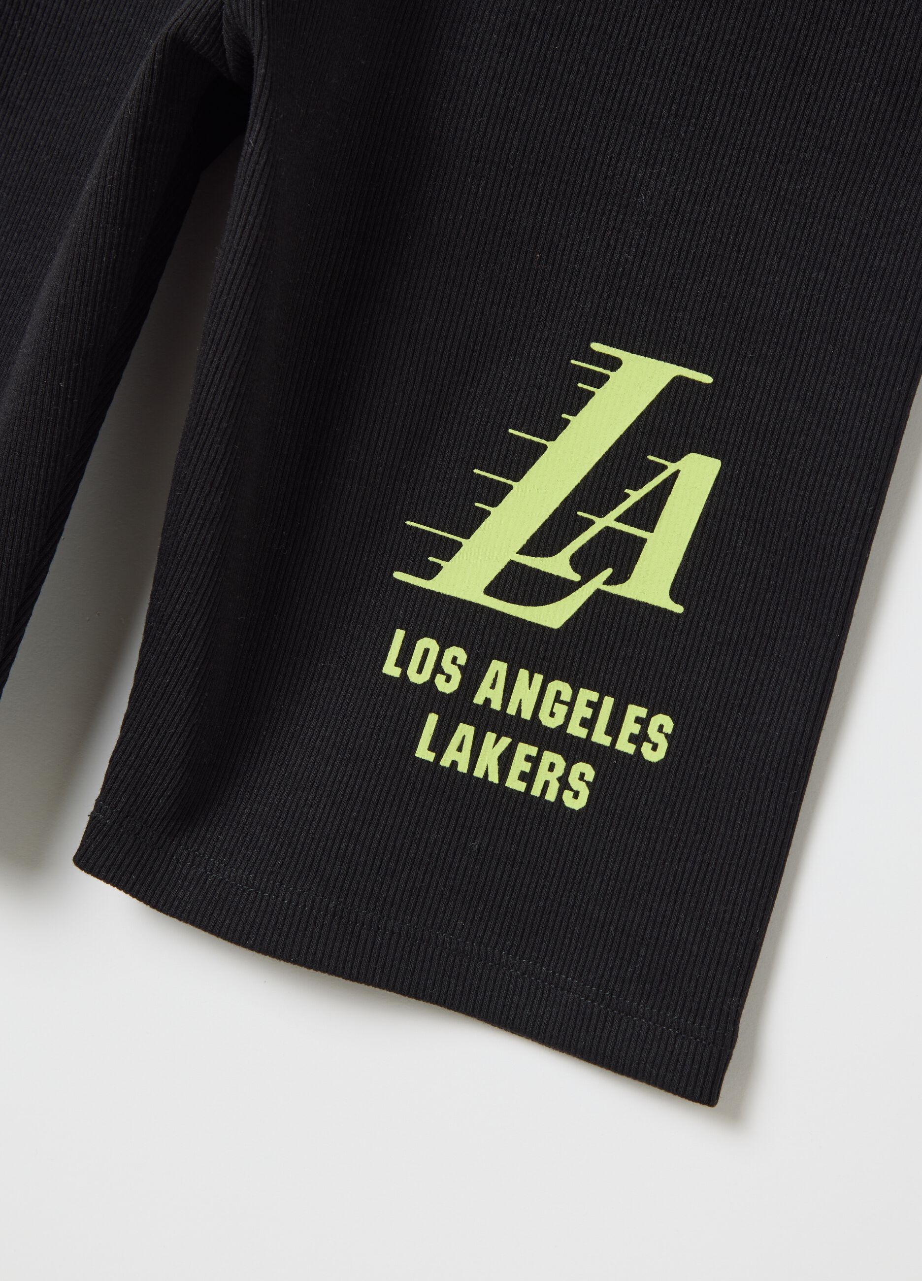 Black cycle shorts with NBA Los Angeles Lakers print