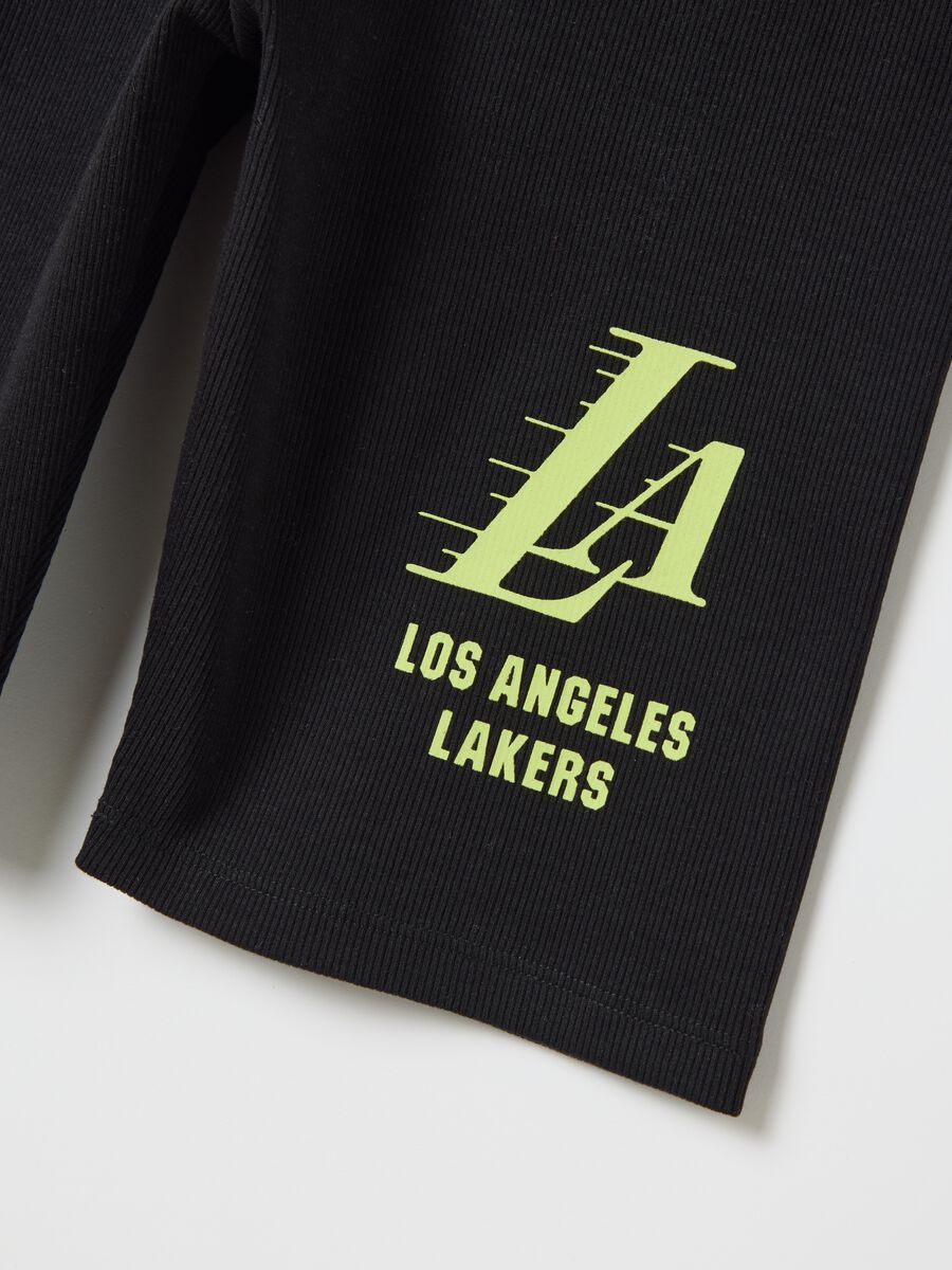 Black cycle shorts with NBA Los Angeles Lakers print_5