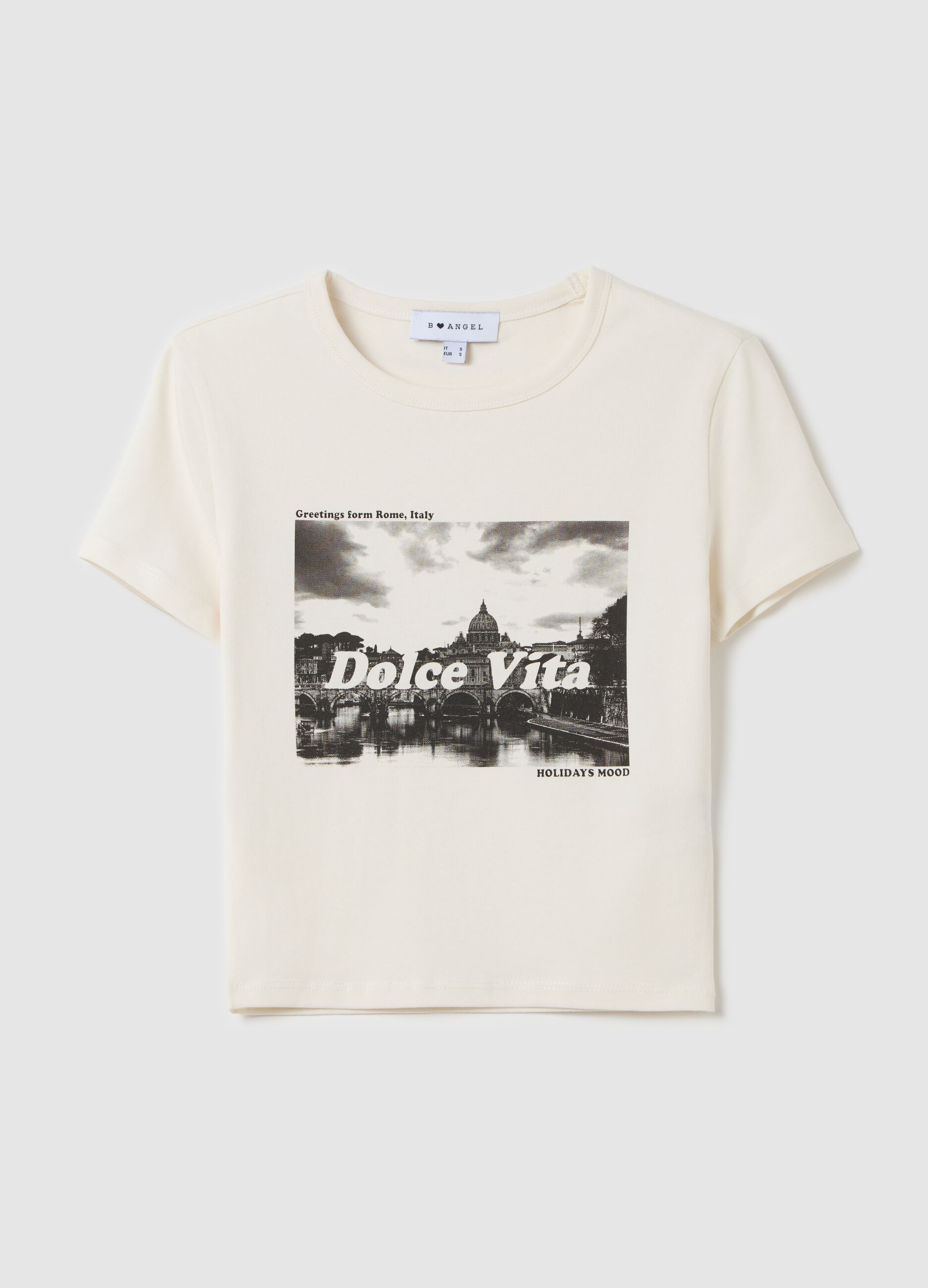 Short-sleeved T-shirt with "Dolce Vita" print