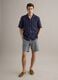 Multicoloured striped regular fit linen-cotton blend shorts_0