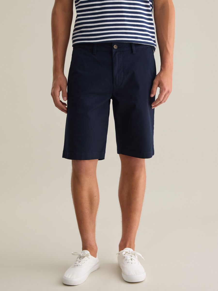 Stretch cotton chino Bermuda shorts_1